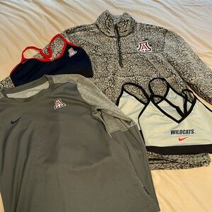 UNIVERSITY OF ARIZONA Bundle (3 Sports Bras M, 1 Long Sleeve S, Fuzzy 1/4 Zip M)